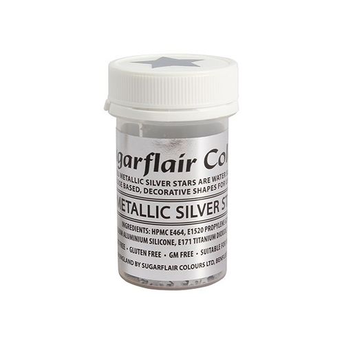 Sugarflair Metallic Stars silver / Sterne silber